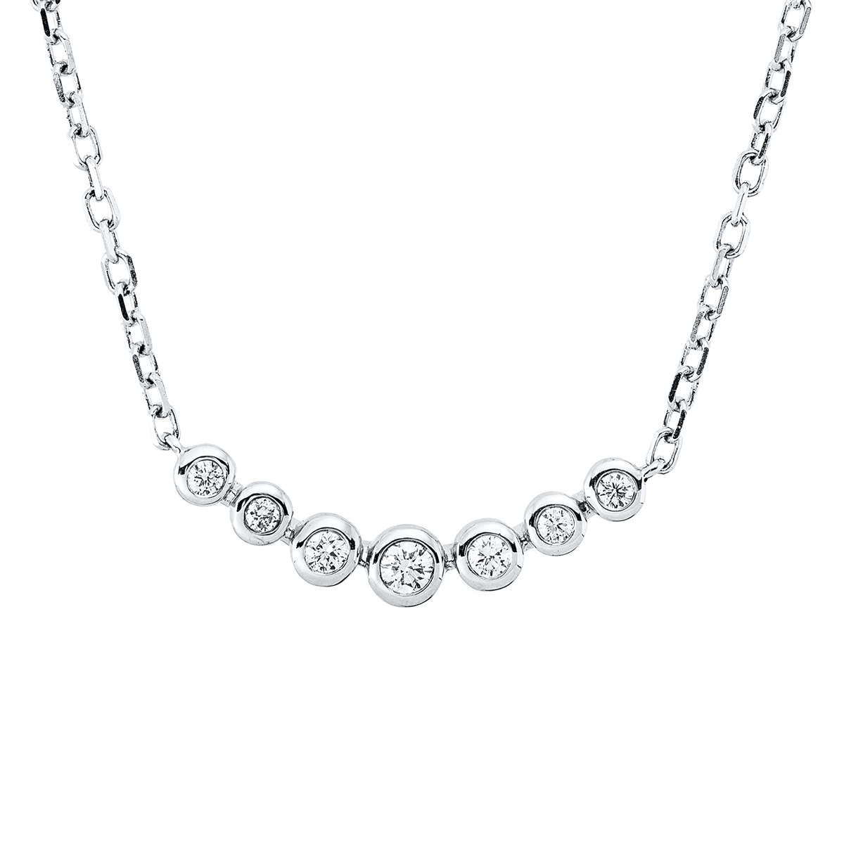 Collier 18 kt WG, mit ZÖ 40 cm + 43 cm