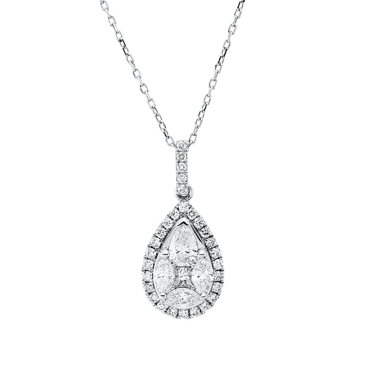 Collier 18 kt WG, mit ZÖ 40,6 cm