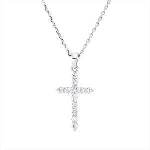 Collier 18 kt WG Kreuz, mit Öse