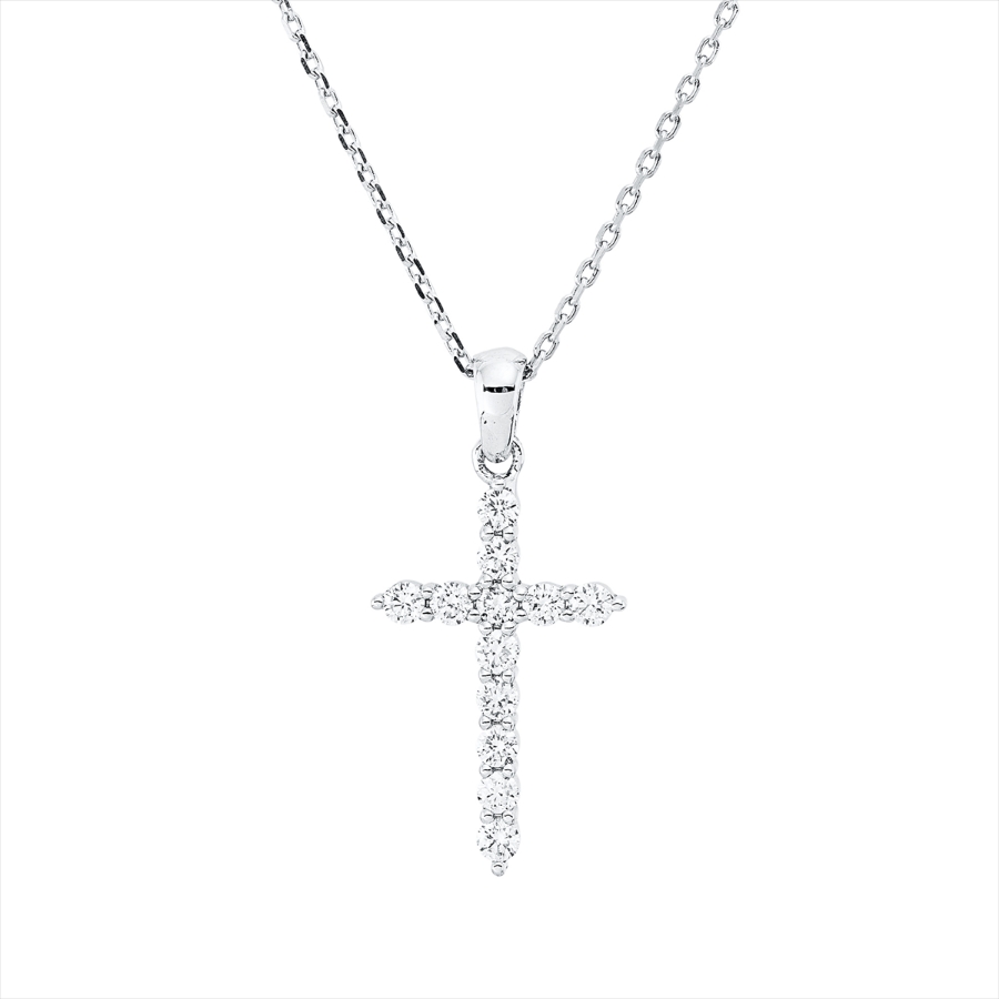Collier 18 kt WG Kreuz, mit Öse