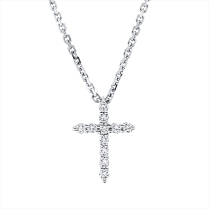 Collier 18 kt WG Kreuz, mit ZÖ 42 cm