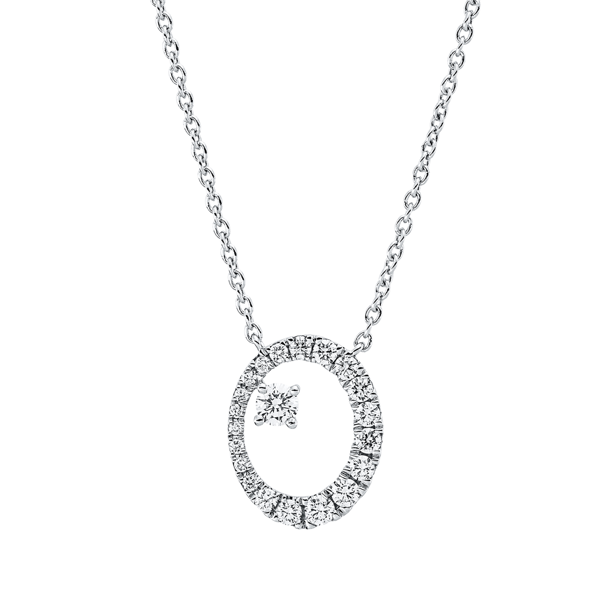 Collier 18 kt WG Kreis, mit ZÖ 42 cm