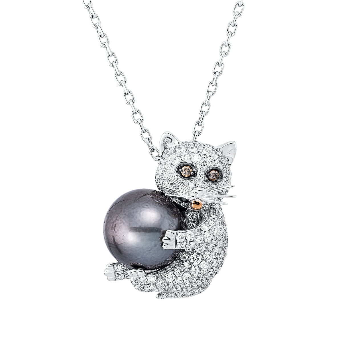 Collier 18 kt WG+RG, Fassung teils schwarz rhodinie