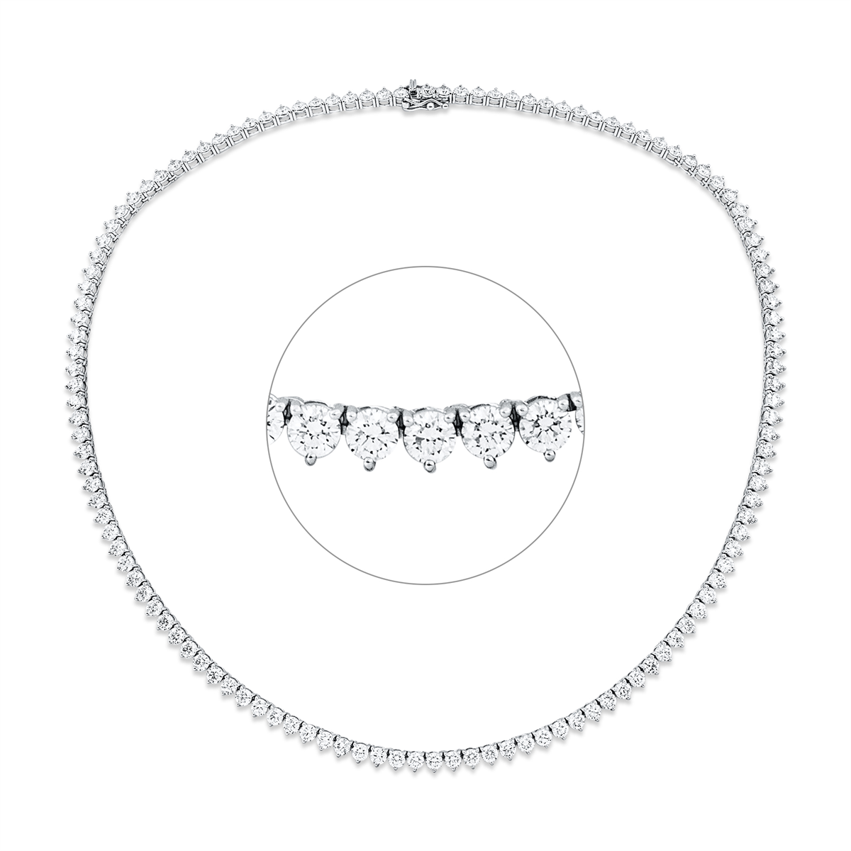 Tenniscollier 3er-Krappe 18kt Weißgold mit 14,60ct Diamanten