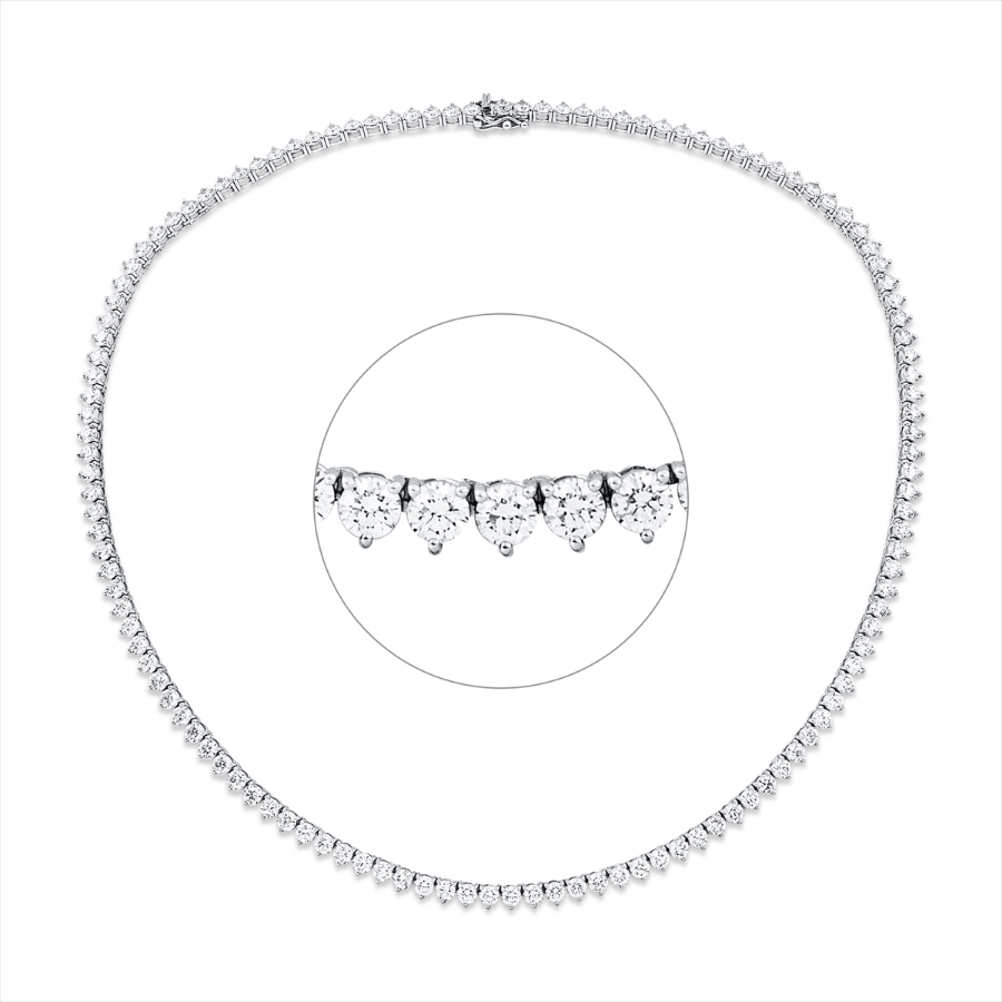 Tenniscollier 3er-Krappe 18kt Weißgold mit 14,60ct Diamanten