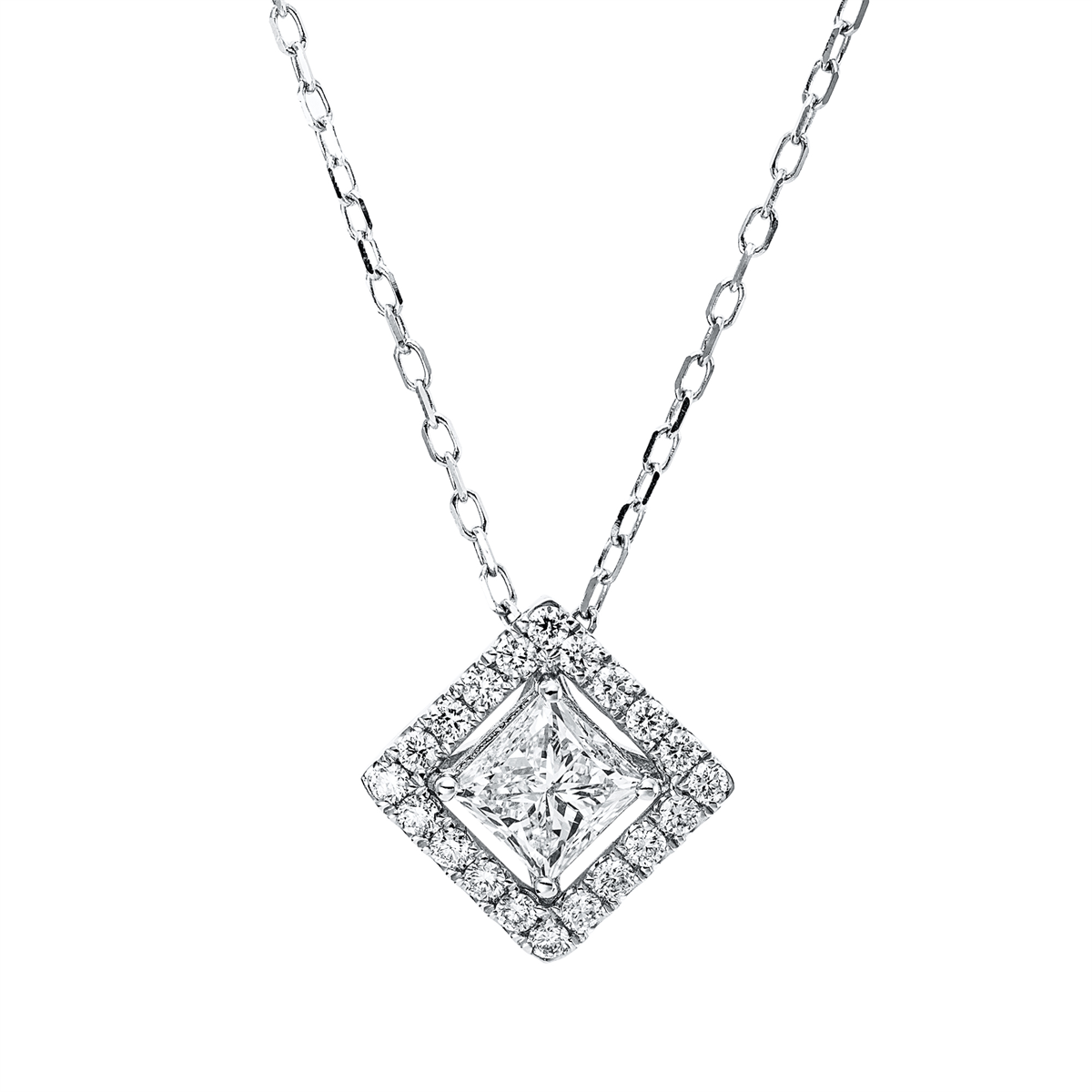 Collier 18 kt WG, mit ZÖ 40 cm + 43 cm