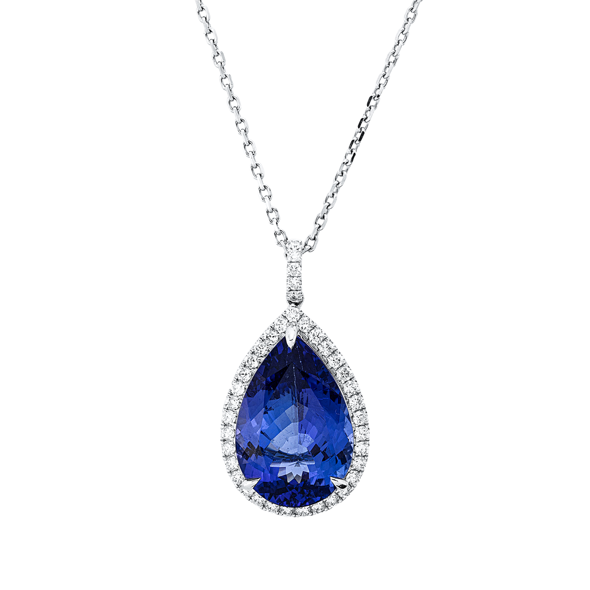 Collier 18 kt WG, mit ZÖ 40 cm + 43 cm