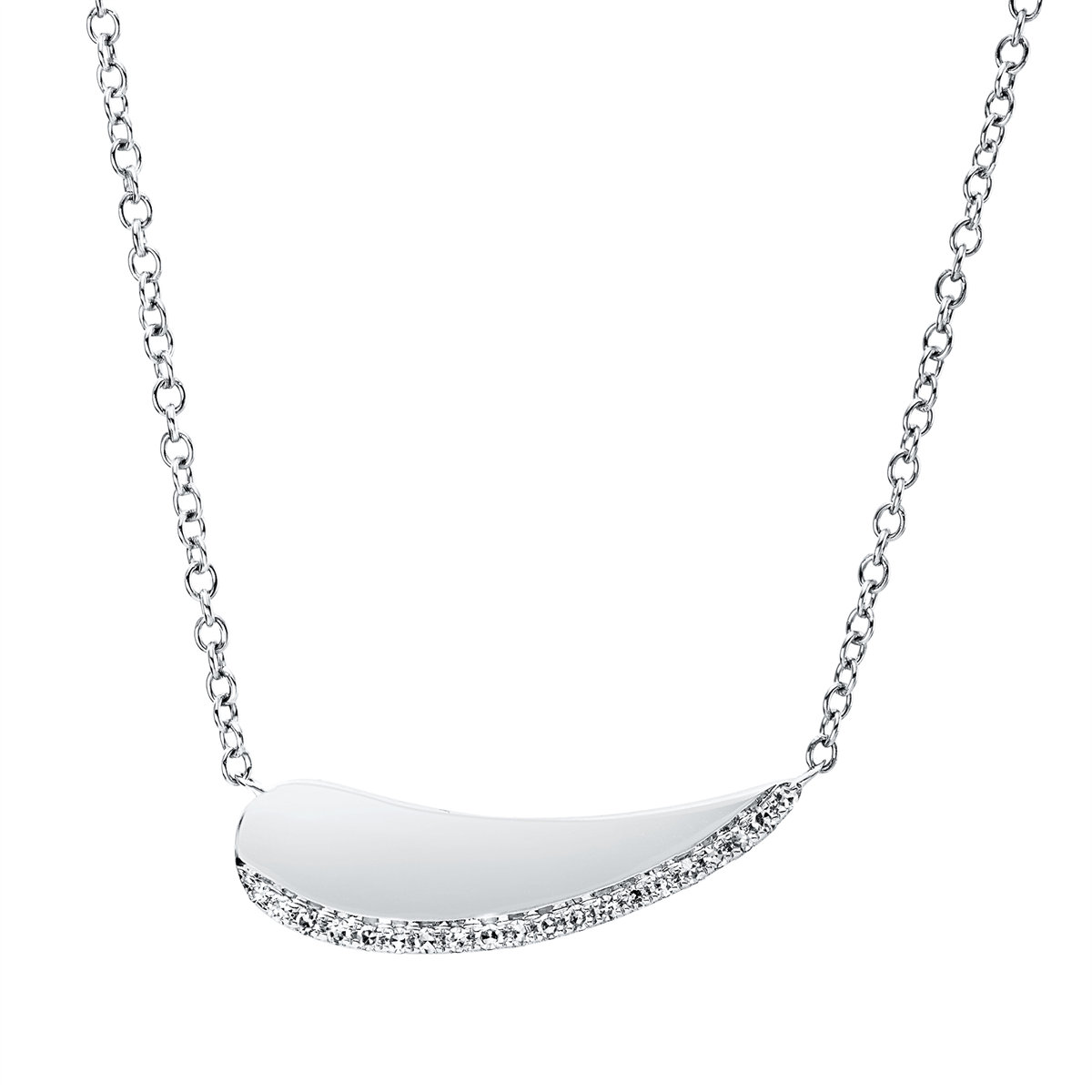 Collier 18 kt WG, mit ZÖ 43 cm + 40,6 cm