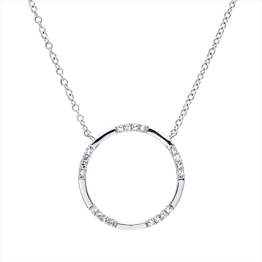 Collier 14 kt WG Kreis, mit ZÖ 43 cm + 40,6 cm