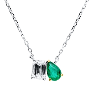 Collier 18 kt WG, Fassung vergoldet,ZÖ 40,6+43cm