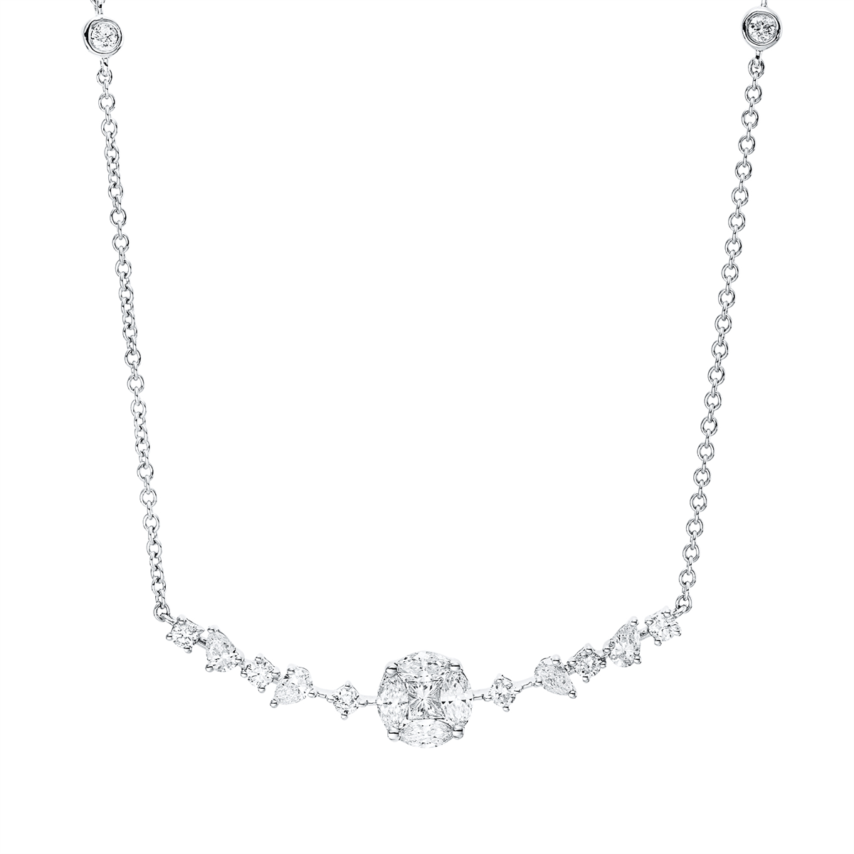 Collier 18 kt WG, mit ZÖ 40,6 cm