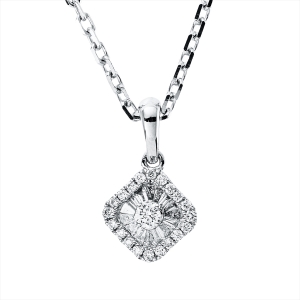 Collier 18 kt WG, mit ZÖ 43 cm + 40,6 cm