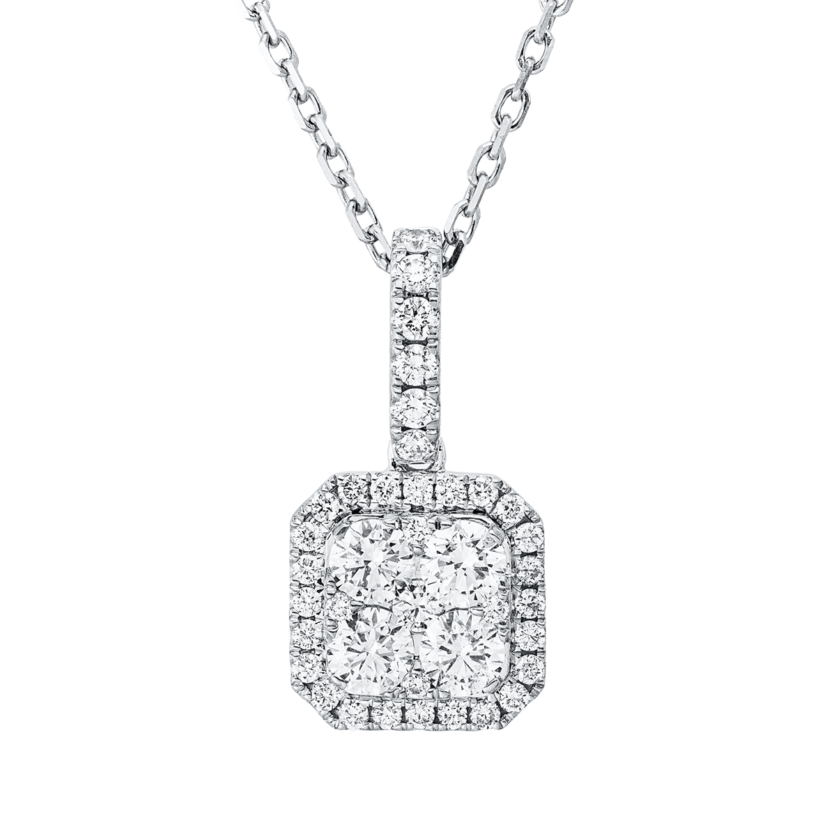 Collier 18 kt WG, mit ZÖ 43 cm + 40,6 cm