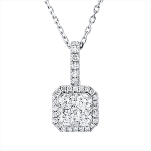 Collier 18 kt WG, mit ZÖ 43 cm + 40,6 cm