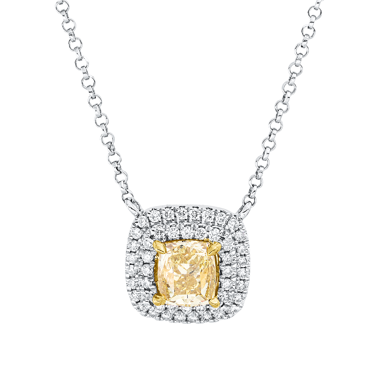 Collier 18 kt WG+GG, mit ZÖ 38 cm + 40,5cm