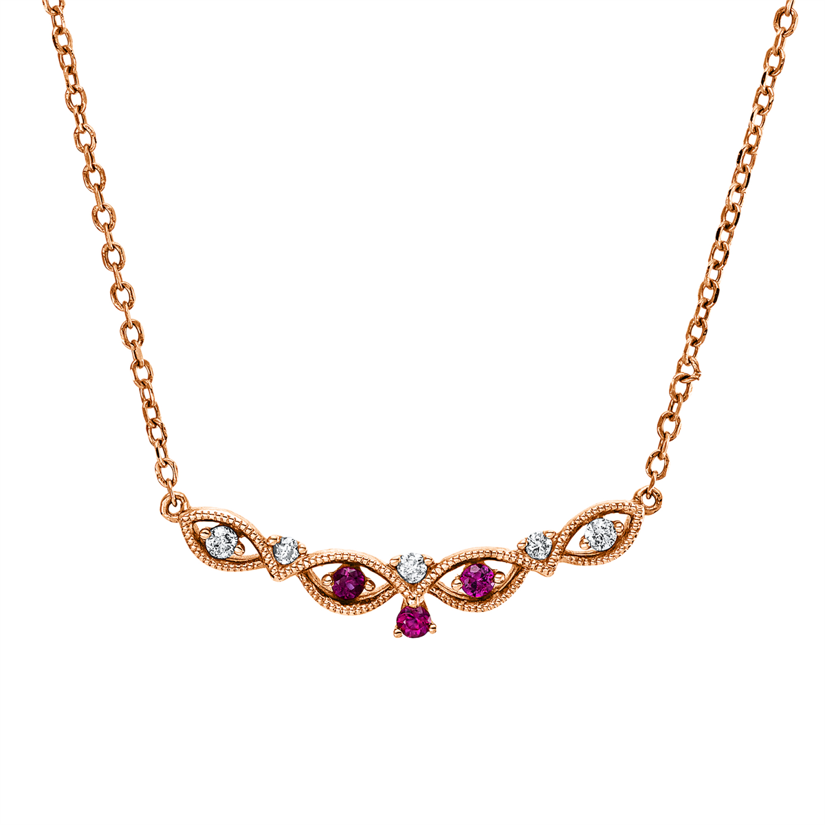 Collier 18 kt RG, mit ZÖ 42+ 43+ 44cm