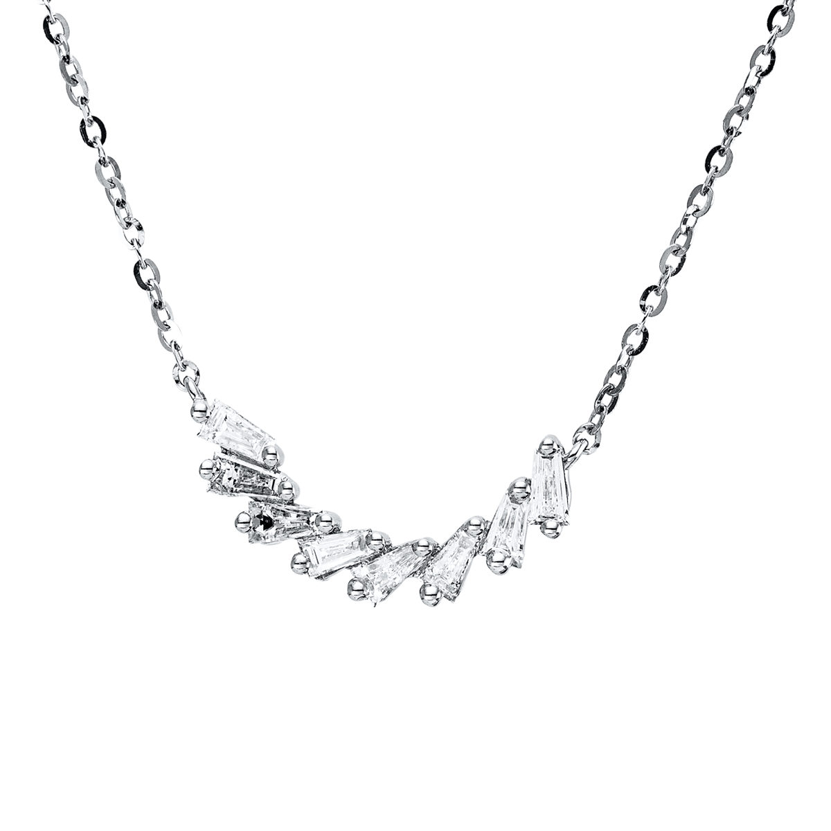 Collier 18 kt WG, mit ZÖ 40 cm + 42,5 cm