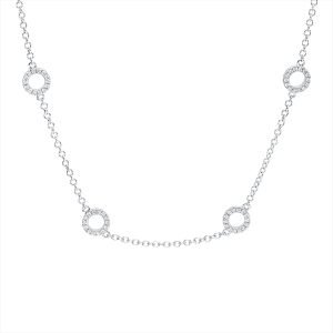 Collier 18 kt WG, mit ZÖ 40 cm + 43 cm