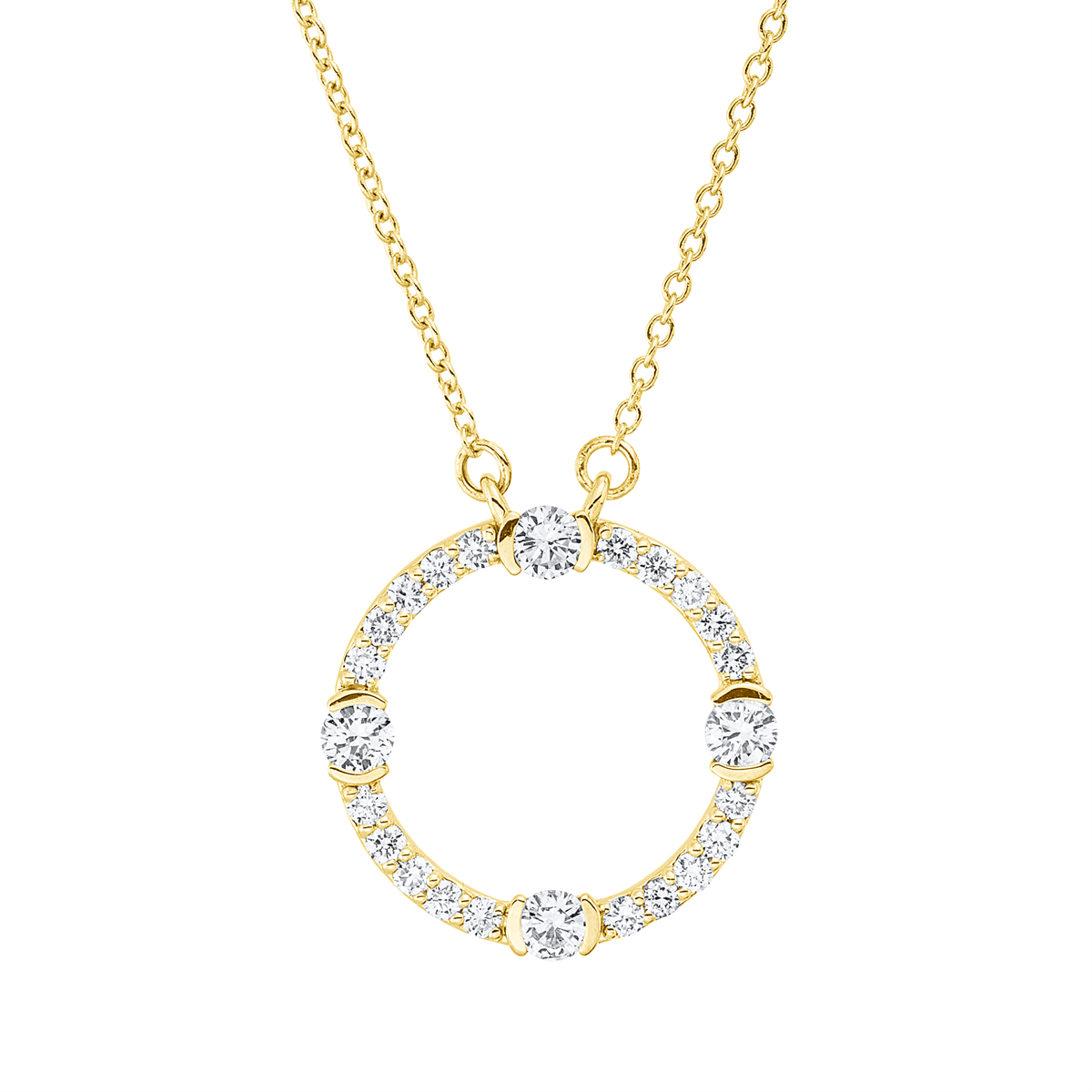 Collier 18 kt GG Kreis, Fassung rhodiniert