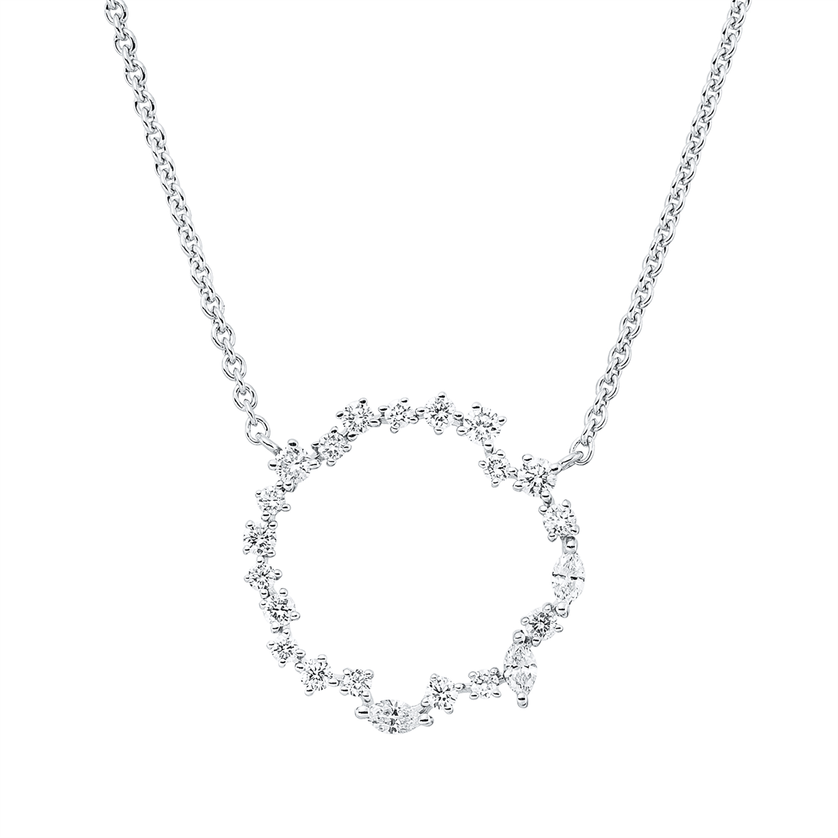 Collier 18 kt WG, mit ZÖ 40 cm + 43 cm