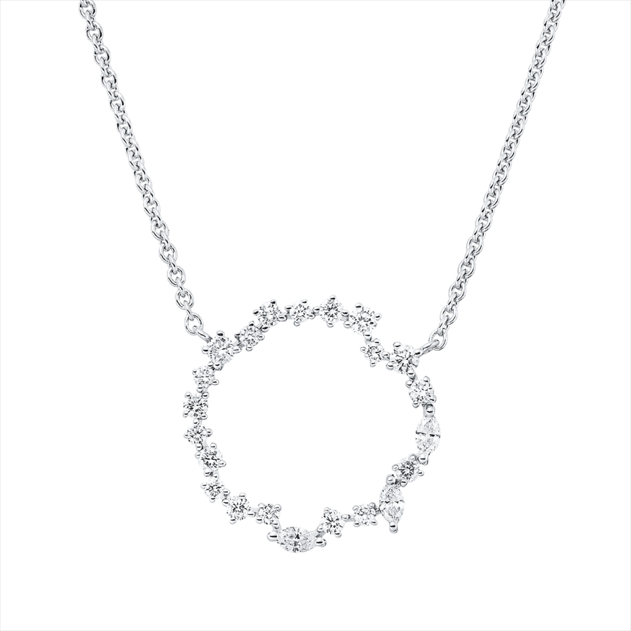 Collier 18 kt WG, mit ZÖ 40 cm + 43 cm