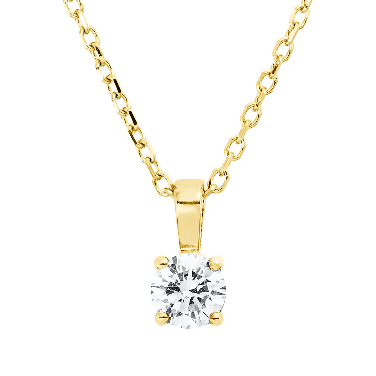 Solitaire Collier 4er-Krappe 18kt Gelbgold mit ZÖ 40 cm + 42 cm mit 0,20ct Diamanten