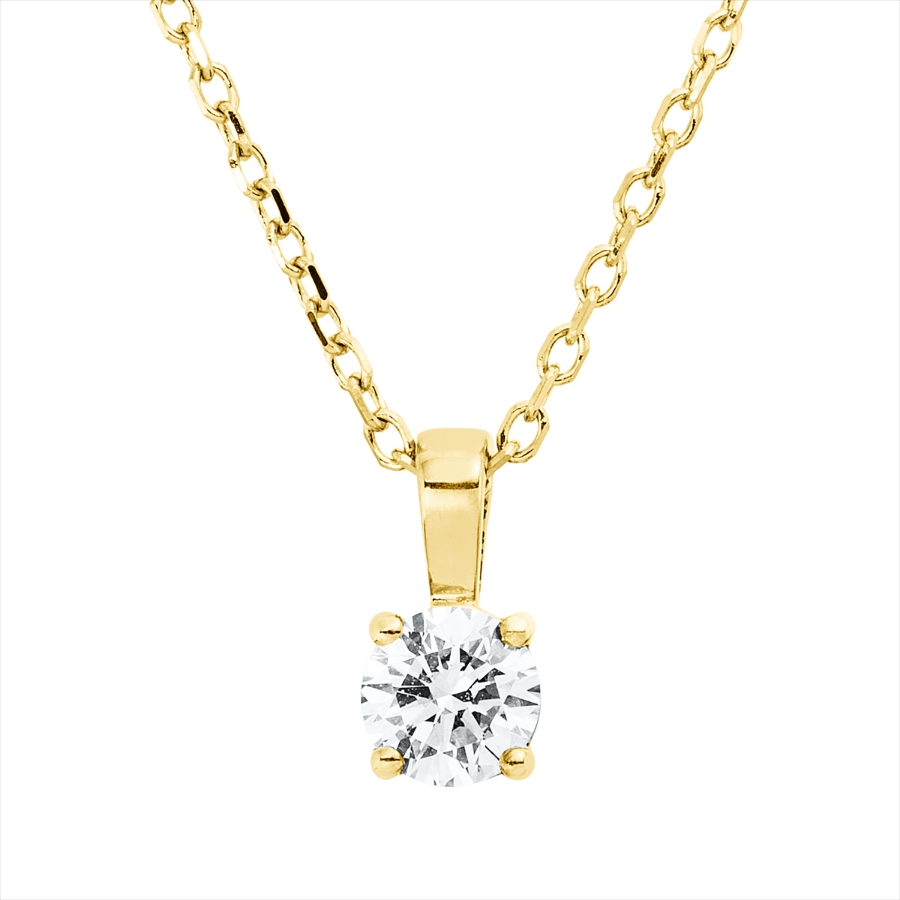 Solitaire Collier 4er-Krappe 18kt Gelbgold mit ZÖ 40 cm + 42 cm mit 0,20ct Diamanten
