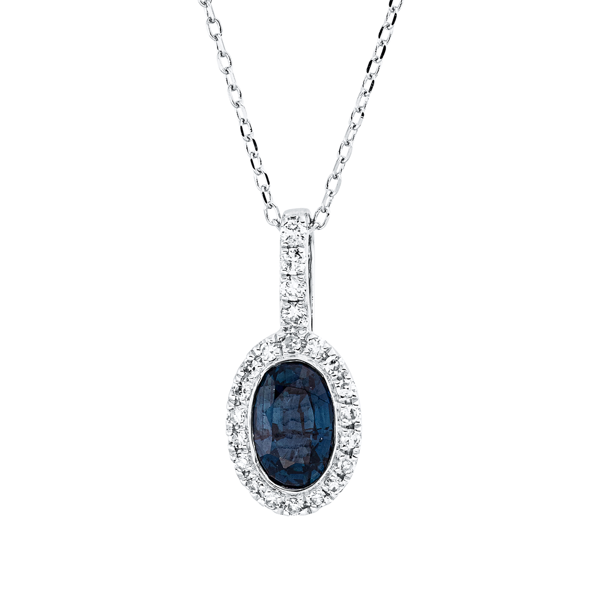 Collier 18 kt WG, mit ZÖ 43 cm