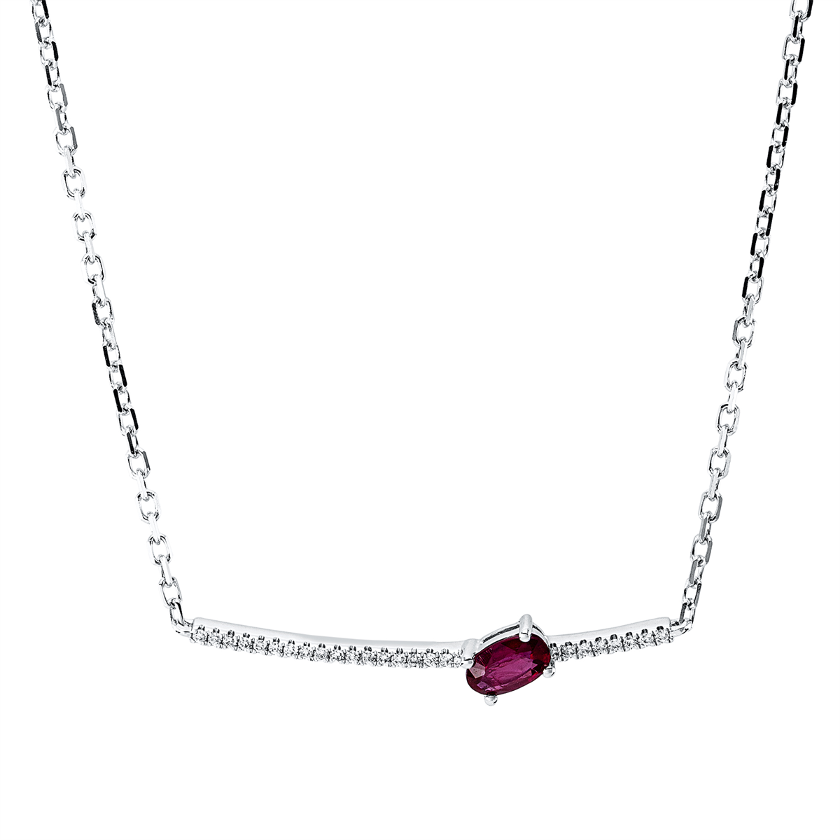 Collier 18 kt WG, mit ZÖ 40 cm + 43 cm