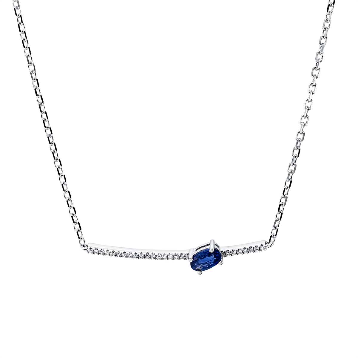 Collier 18 kt WG, mit ZÖ 40 cm + 43 cm