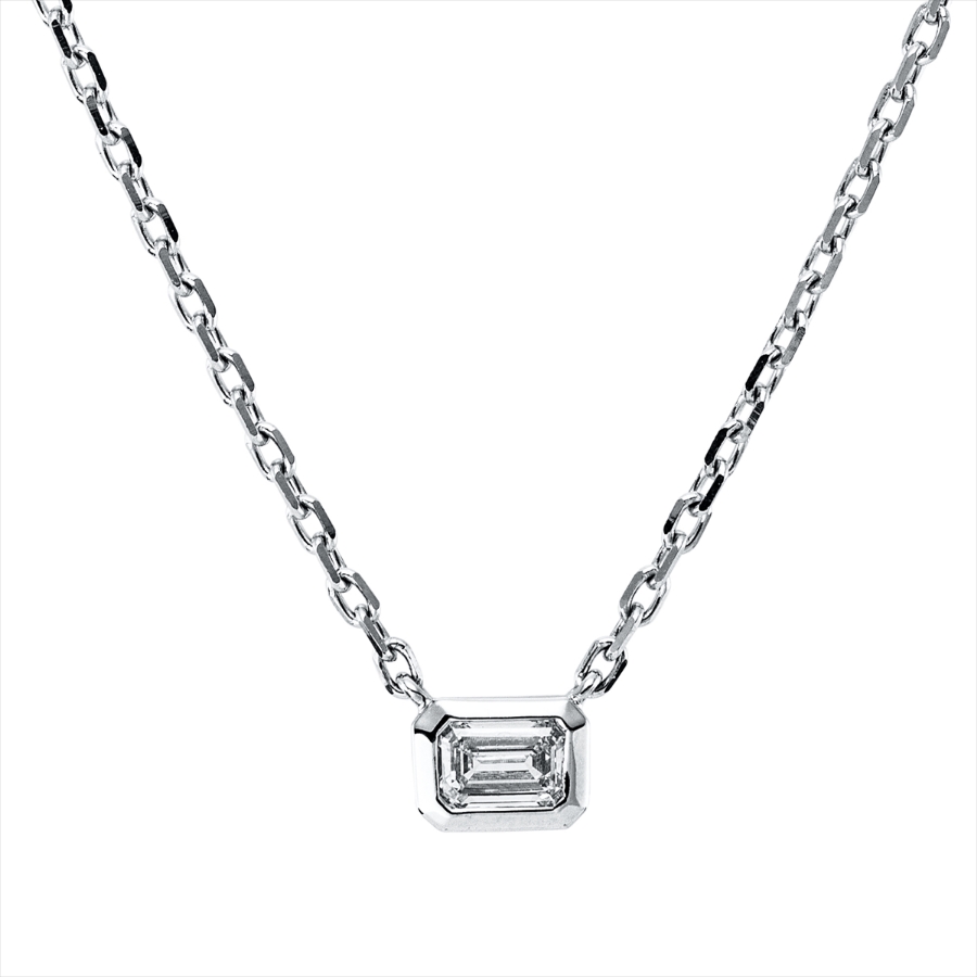 Solitaire Collier Zarge 14kt Weißgold mit ZÖ 40,6 cm mit 0,23ct Diamanten