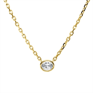 Solitaire Collier Zarge 14kt Gelbgold mit ZÖ 40,6 cm mit 0,21ct Diamanten