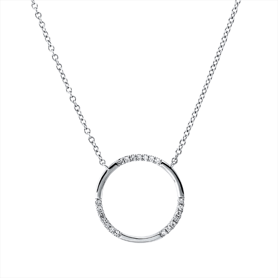 Collier 18 kt WG Kreis, mit ZÖ 40,5 cm + 43 cm