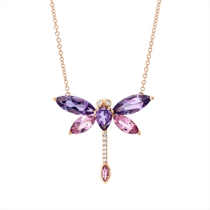 Collier 18 kt RG Libelle, mit ZÖ 40,6 cm