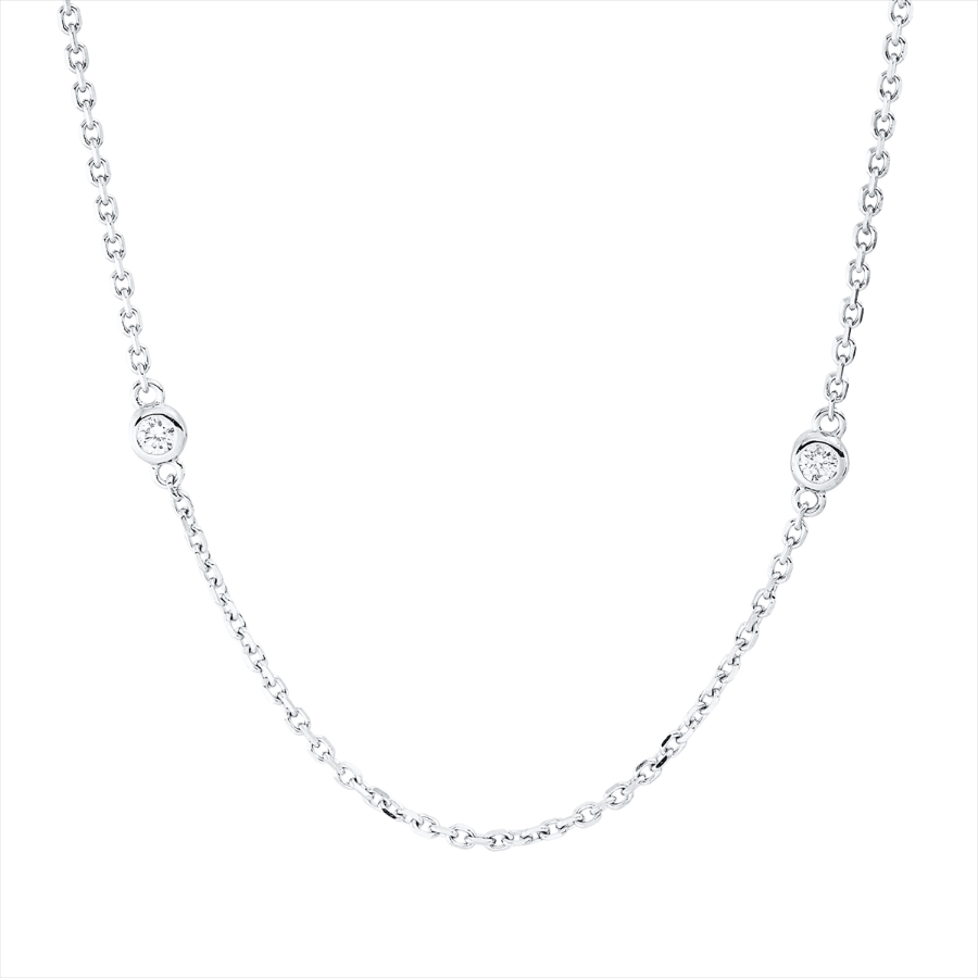 Collier 18 kt WG, mit ZÖ 40.6 cm + 43.2 cm