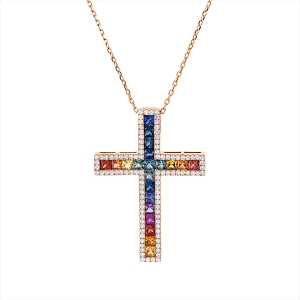 Collier 18 kt RG, mit ZÖ 40.6 cm + 43.2 cm