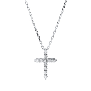 Collier 18 kt WG Kreuz, mit ZÖ 42 cm