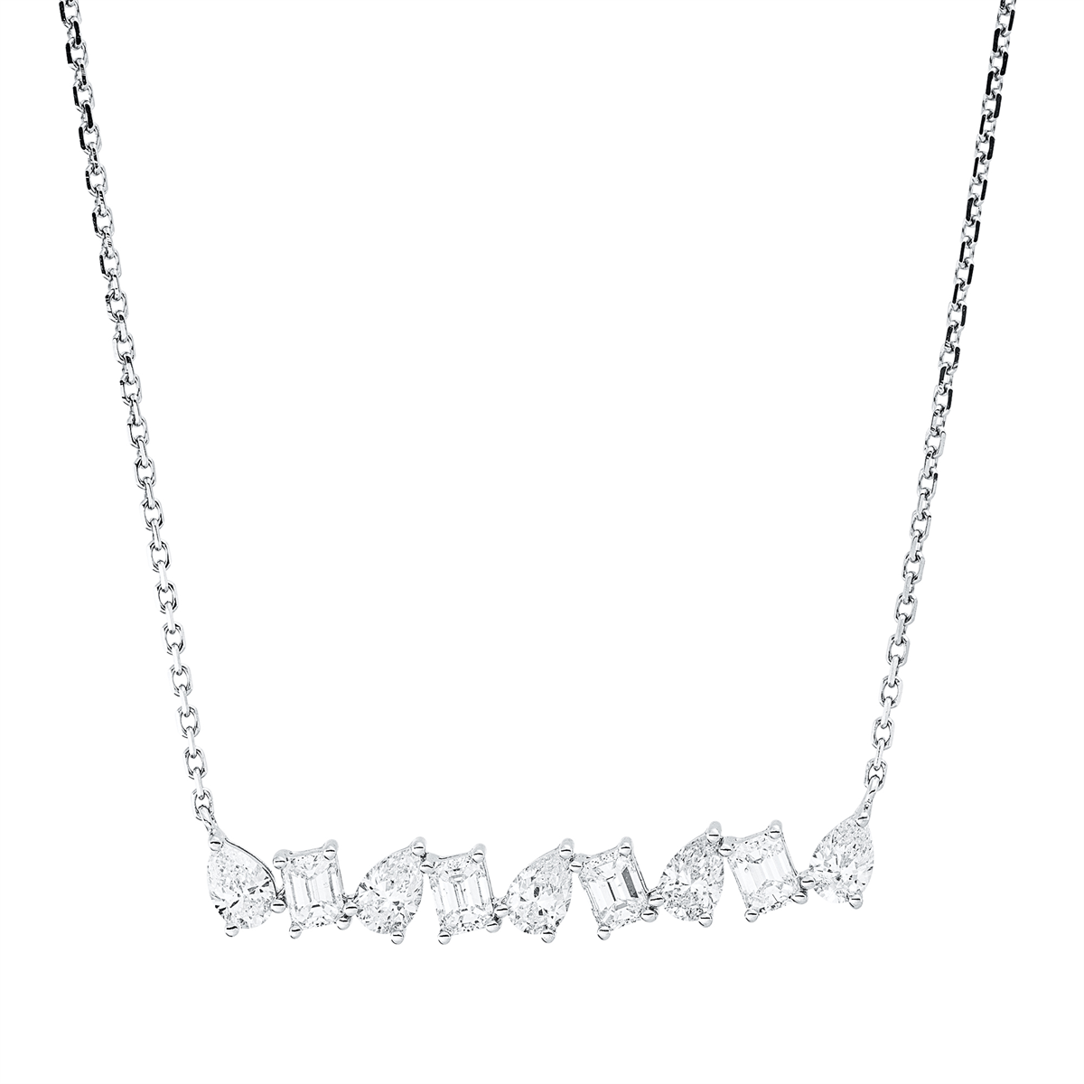 Collier 18 kt WG, mit ZÖ 38 cm + 40,6 cm