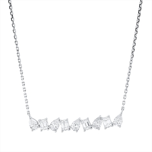 Collier 18 kt WG, mit ZÖ 38 cm + 40,6 cm
