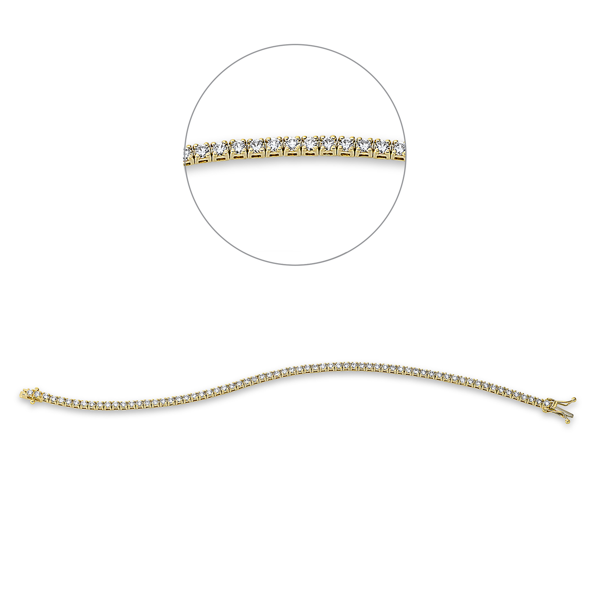 Tennisarmband 4er-Krappe 18kt Gelbgold mit 2,64ct Diamanten