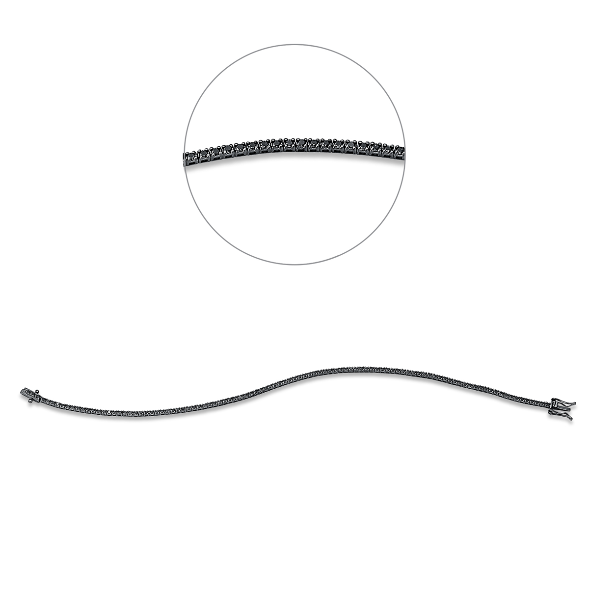 Tennisarmband 4er-Krappe 18kt Weißgold Fassung schwarz rhodiniert mit 1,20ct Diamanten