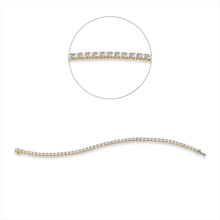 Tennisarmband 4er-Krappe 18kt Gelbgold mit 5,12ct Diamanten