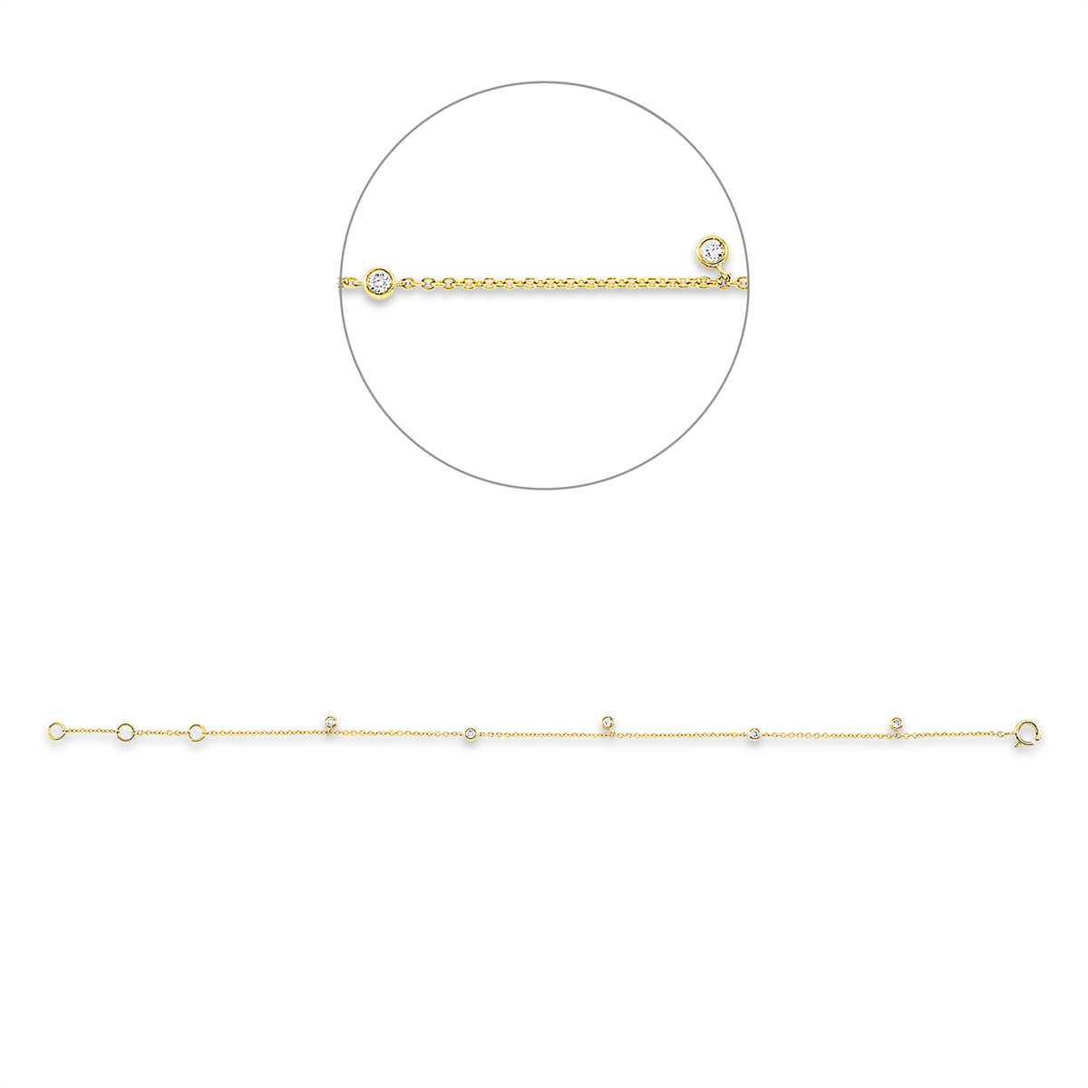 Armband 18 kt GG, mit ZÖ 15,2 cm + 16,5 cm