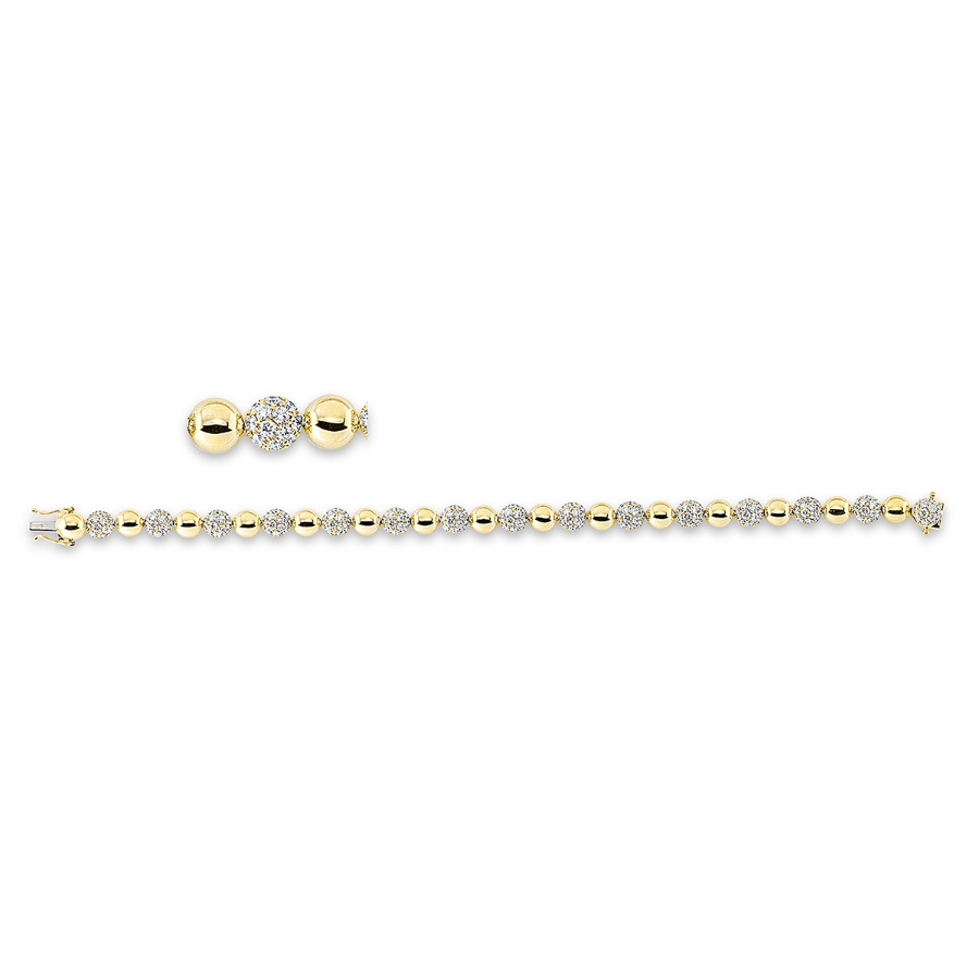 Pavé Armband  14kt Gelbgold mit 3,86ct Diamanten