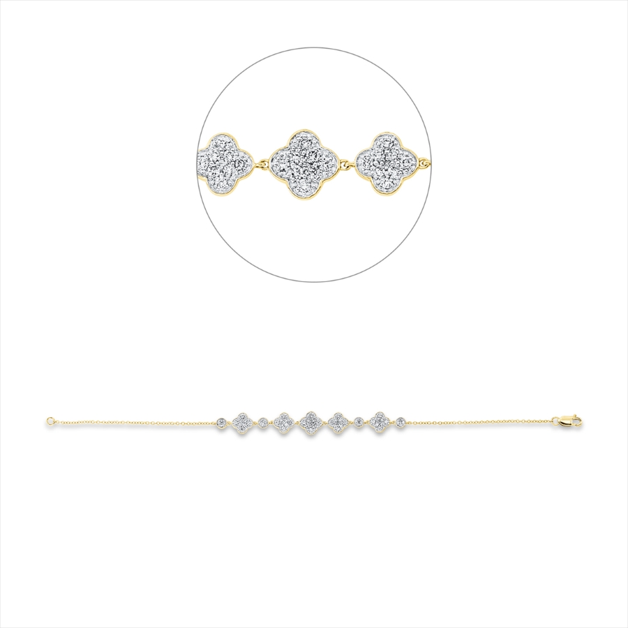 Armband 14 kt GG, Fassung rhodiniert