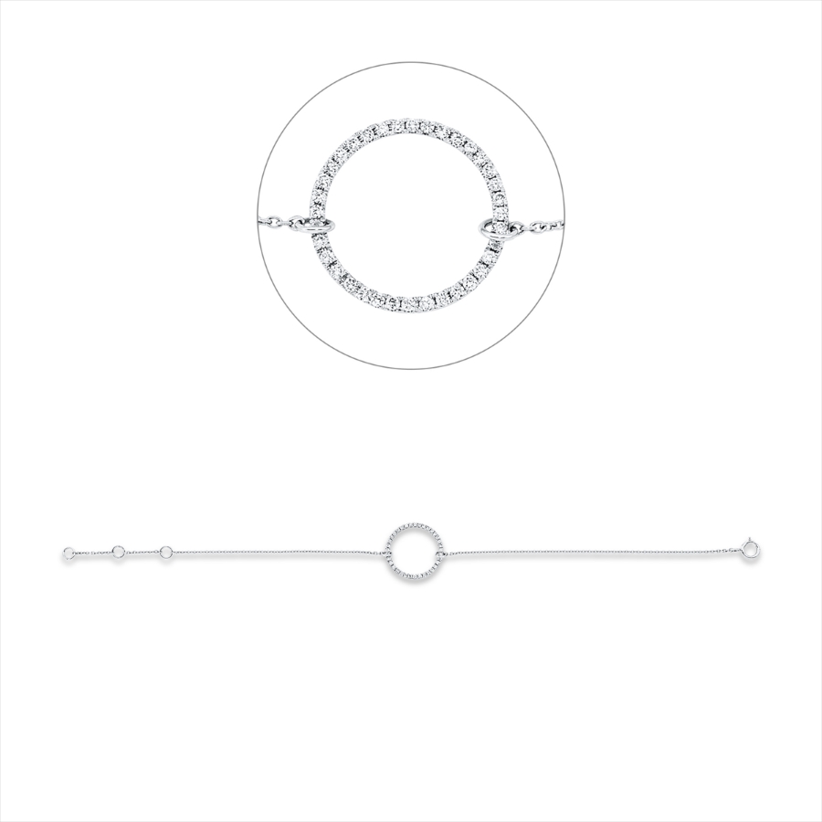Armband 18 kt WG Kreis, mit ZÖ 15,5 cm + 16,5 cm