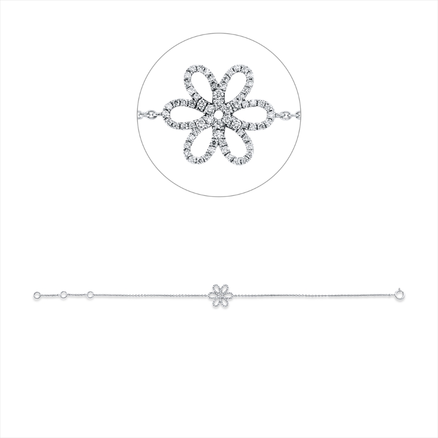 Armband 18 kt WG, mit ZÖ 15,2 cm + 16,5 cm