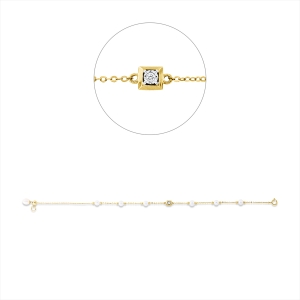 Armband  18kt Gelbgold / Weißgold mit ZÖ 17 cm mit 0,02ct Diamanten