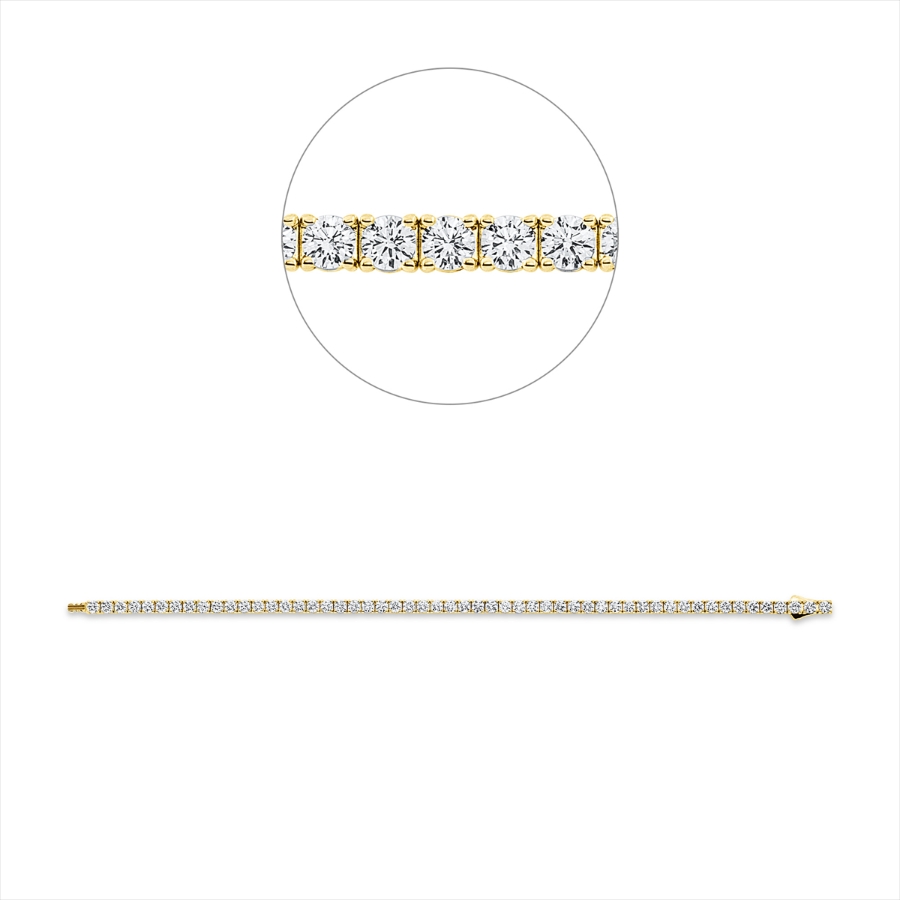 Tennisarmband 4er-Krappe 18kt Gelbgold Premium Edition mit 4,86ct Diamanten