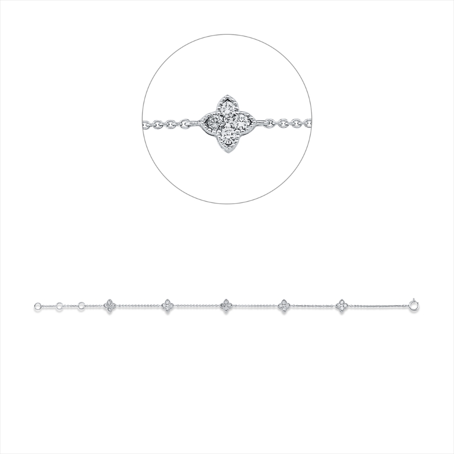 Armband 18 kt WG, mit ZÖ 15,5 cm + 16,5 cm